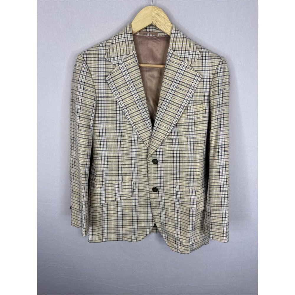 Vintage WKRP Plaid Blazer Mens XS 32 70s Sport Coat Tailored Jacket Herb